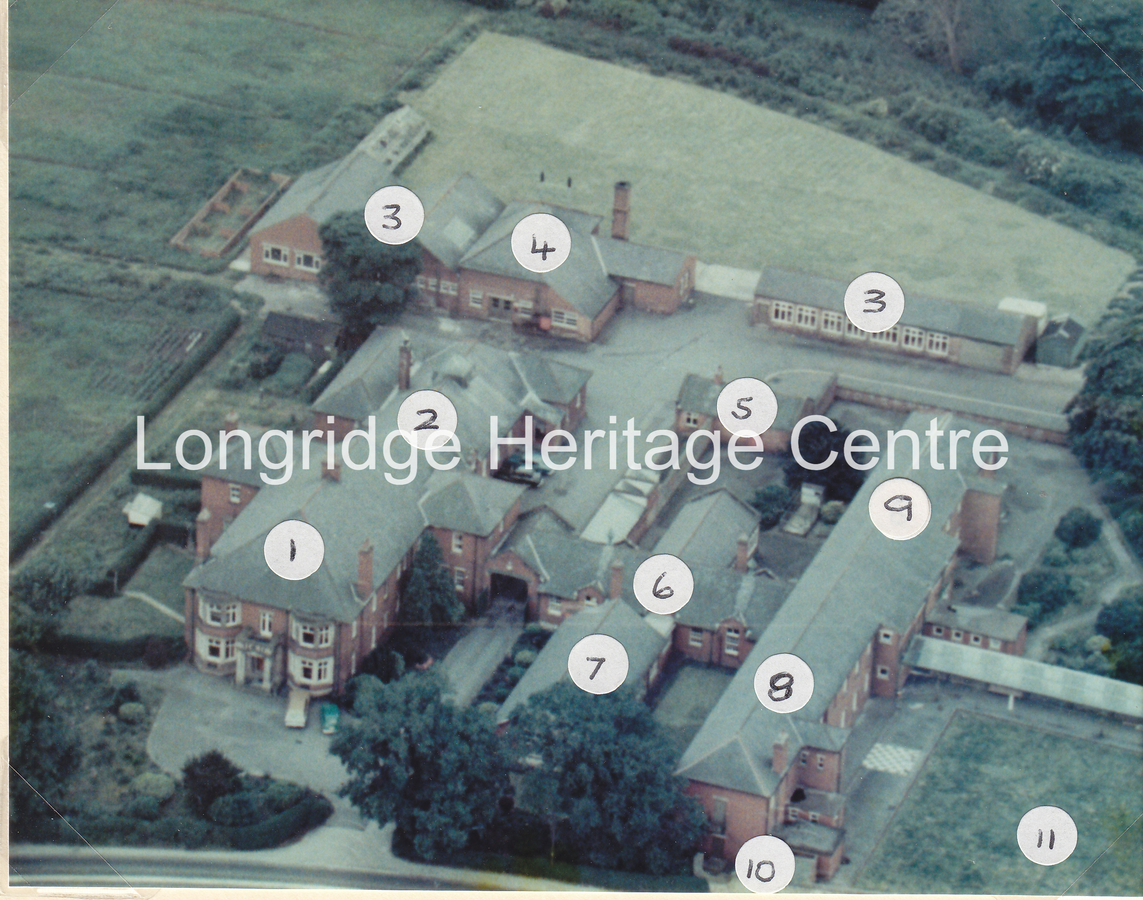 933B - Ribchester Hospital - Aerial View of Site with numbered buildings - Unknown